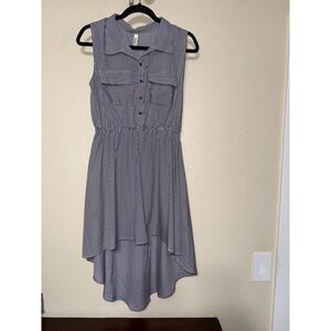 TRUTH Striped‎ Sleeveless High Low Button Front Shirt Dress Women's Size M